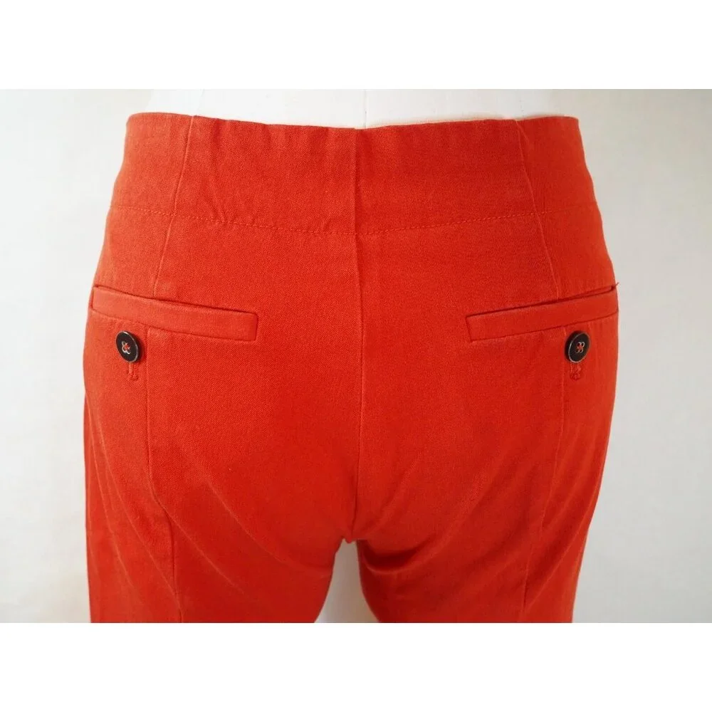 Anthropologie Dark Orange Essential Chino Sailor Button Cropped Pants, Size 4P